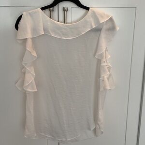 Mustard Seed White Silky Ruffle Blouse